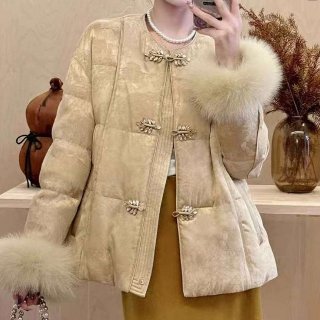 新中式国风女款提花内胆刺绣保暖棉服外套