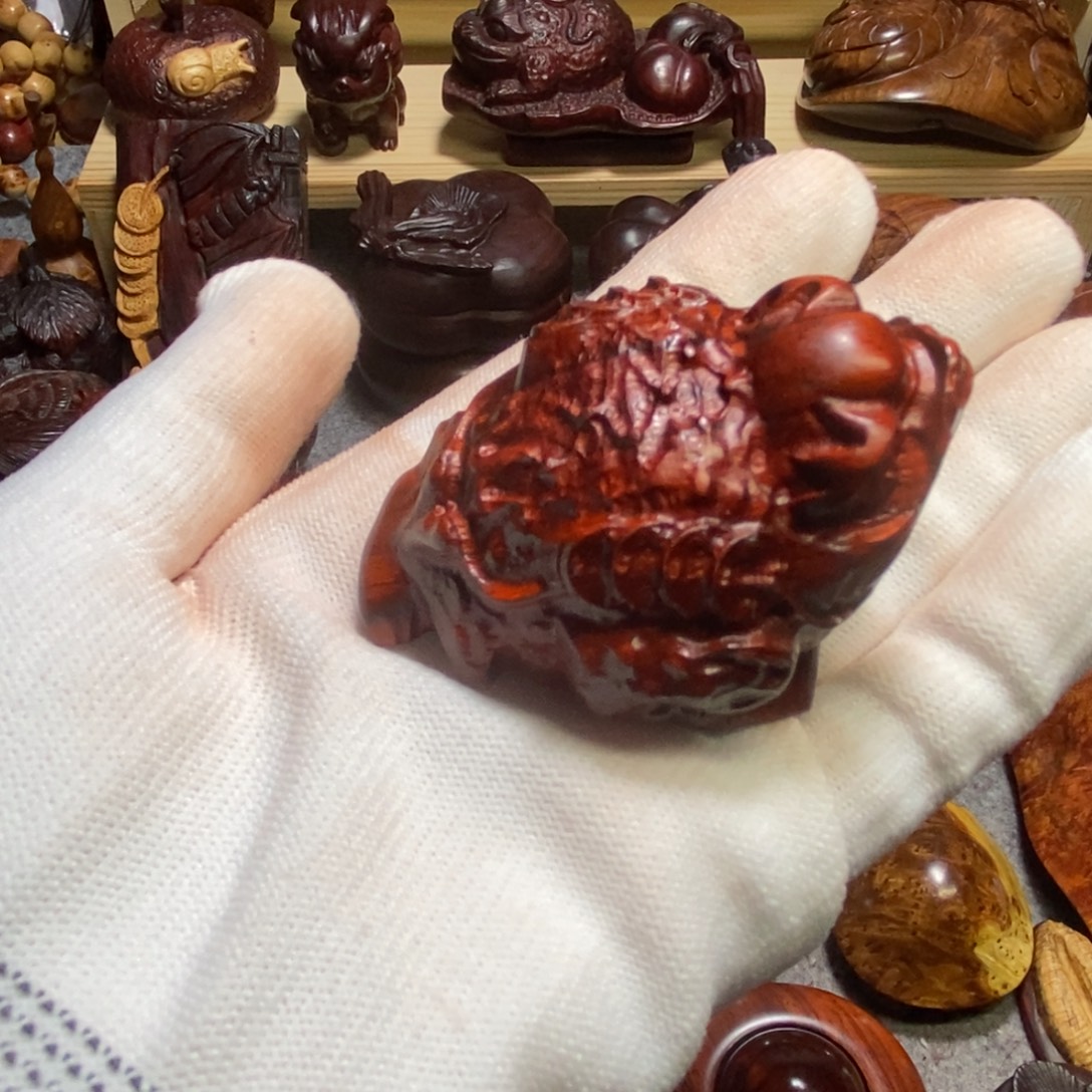 手串/手链小叶紫檀段光紫檀金蟾