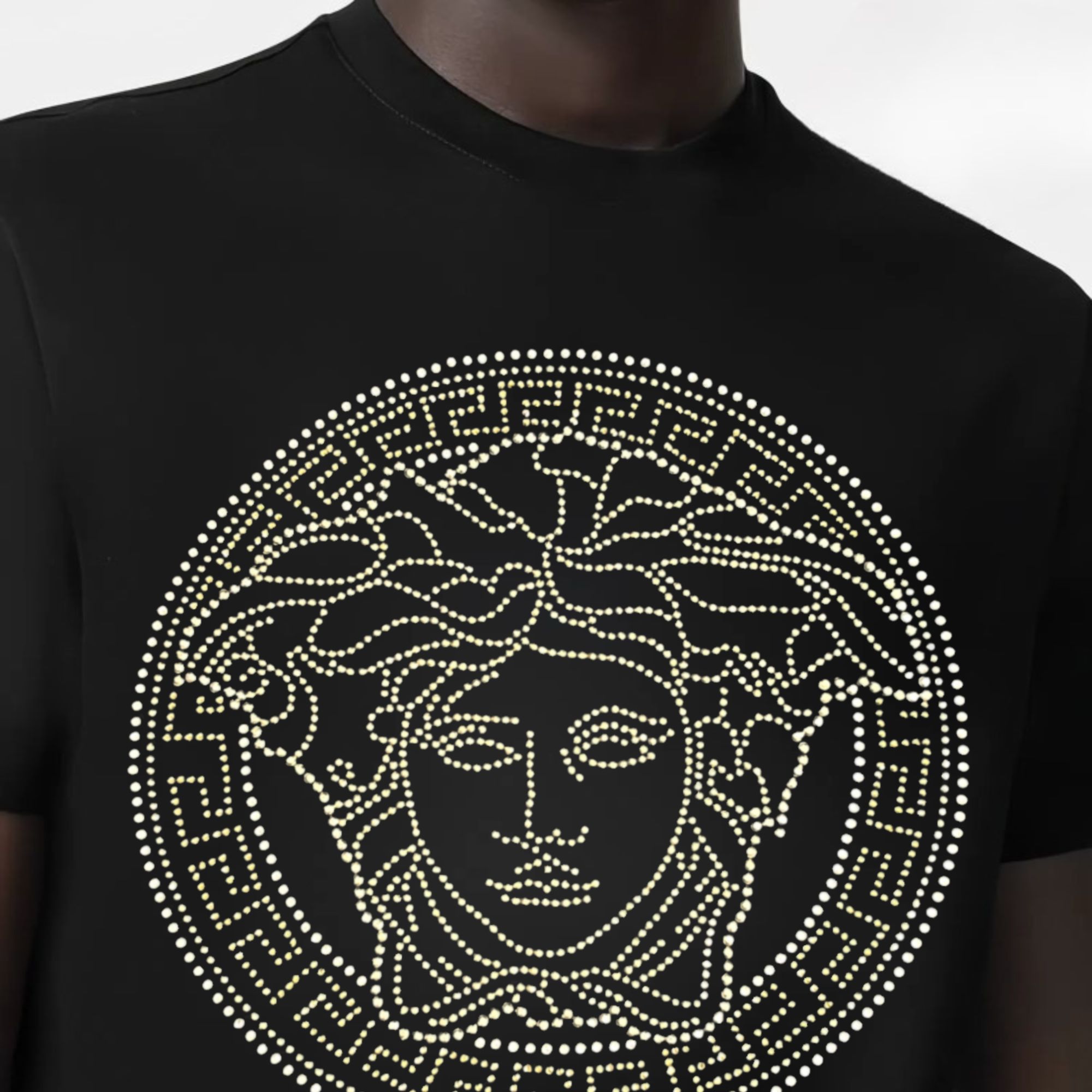 VEPBAOCE MDSWSQ正品镶钻美杜莎丝光棉t恤男士休闲短袖0618882