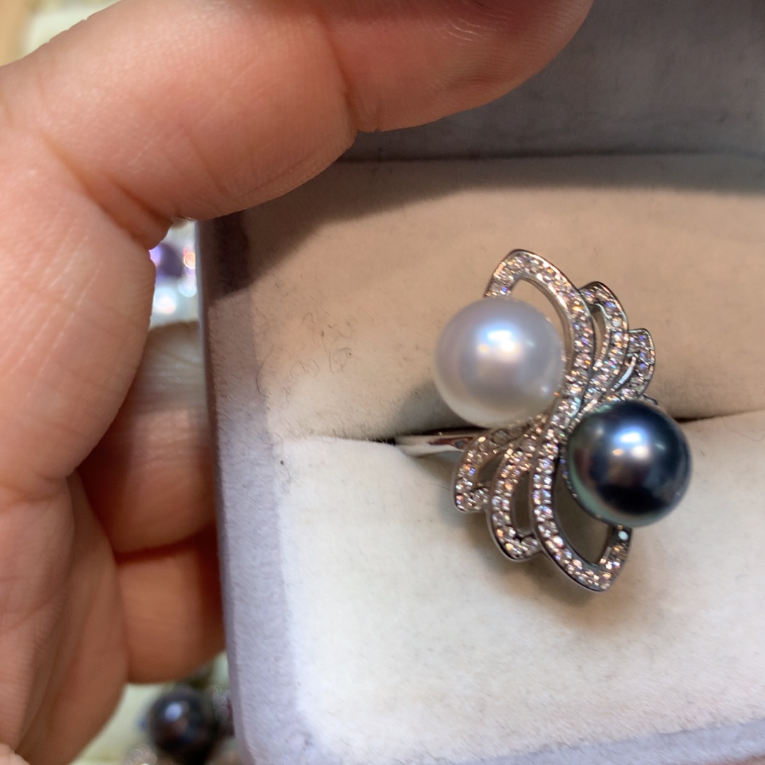 海水珍珠戒指银S925镶嵌