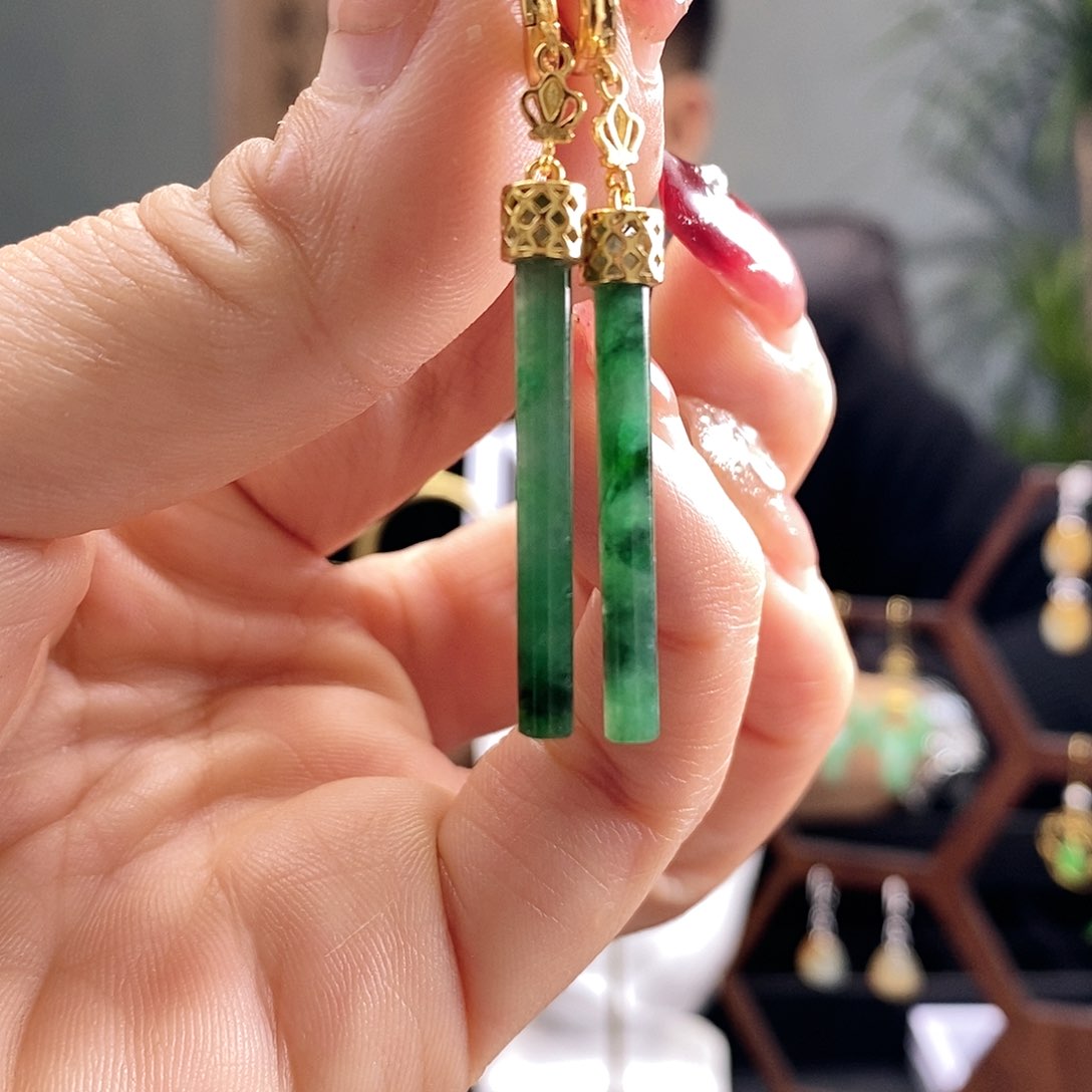 翡翠耳饰银S925镶嵌翡翠