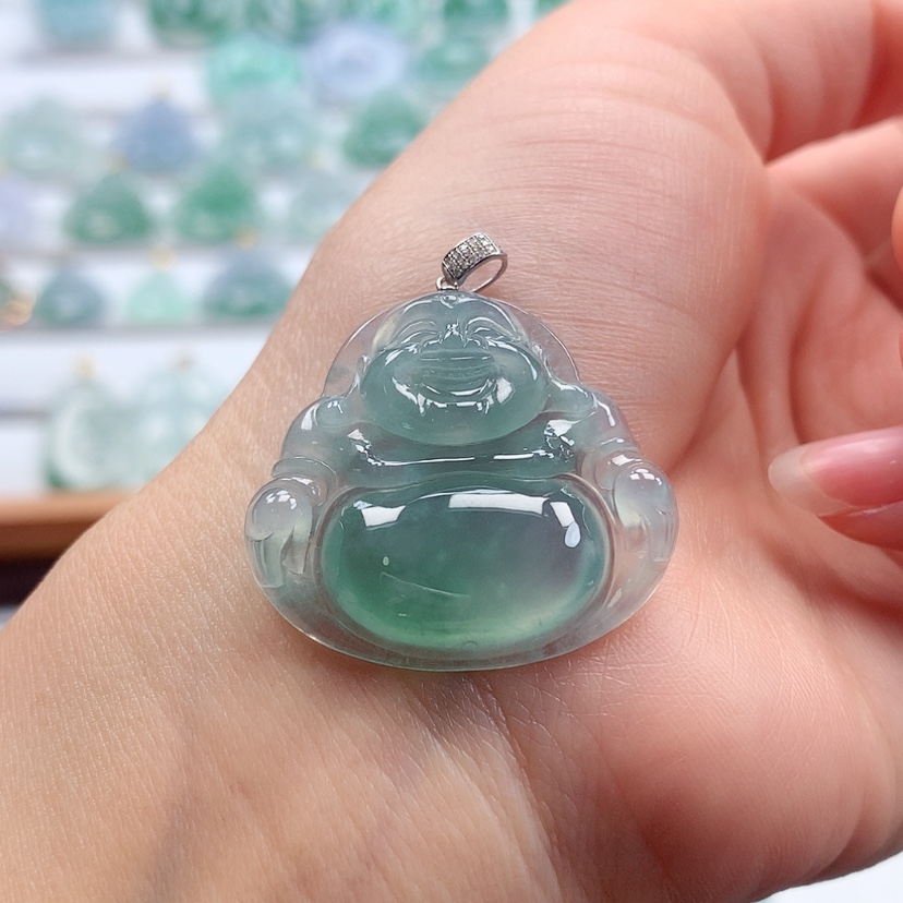 【闪购商品】翡翠吊坠(赠链)18K金镶嵌