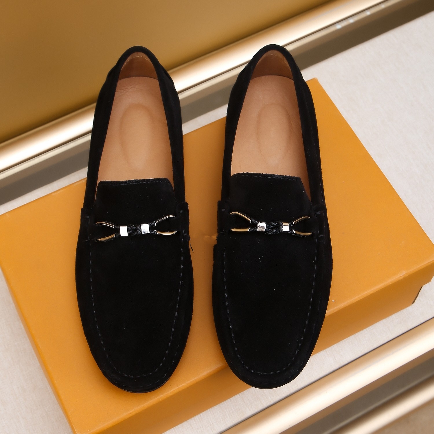 欧洲站真皮磨砂皮豆豆鞋男低帮套脚懒人鞋潮流男士驾车鞋一脚蹬