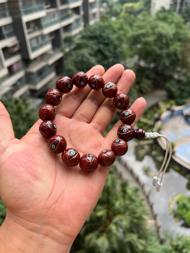 藏传藏品 藏区回流精品老年份纯手工盘玩凤眼菩提手串 尼泊尔实心
