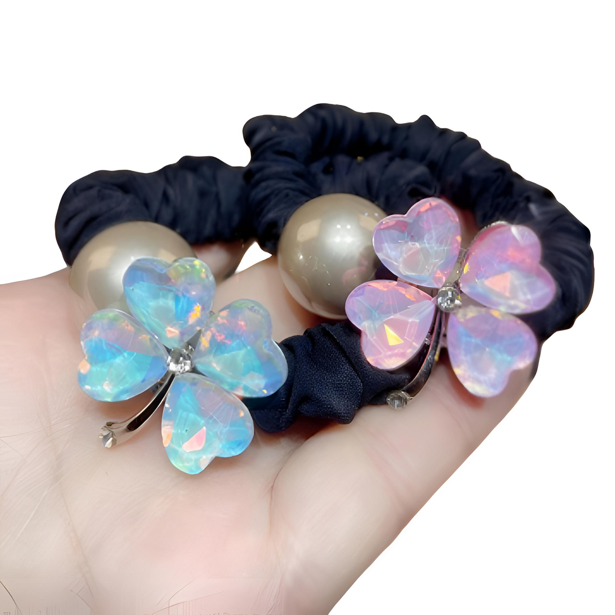 C068韩版发饰春季新品四叶草百搭时尚气质扎高马尾丸子头发绳发圈