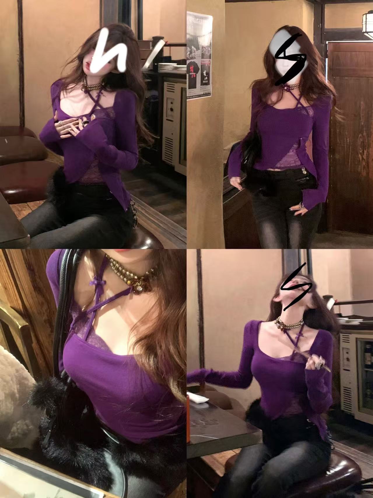 纯欲辣妹气质高级显瘦打底衫连衣裙套装（孤品扣号）