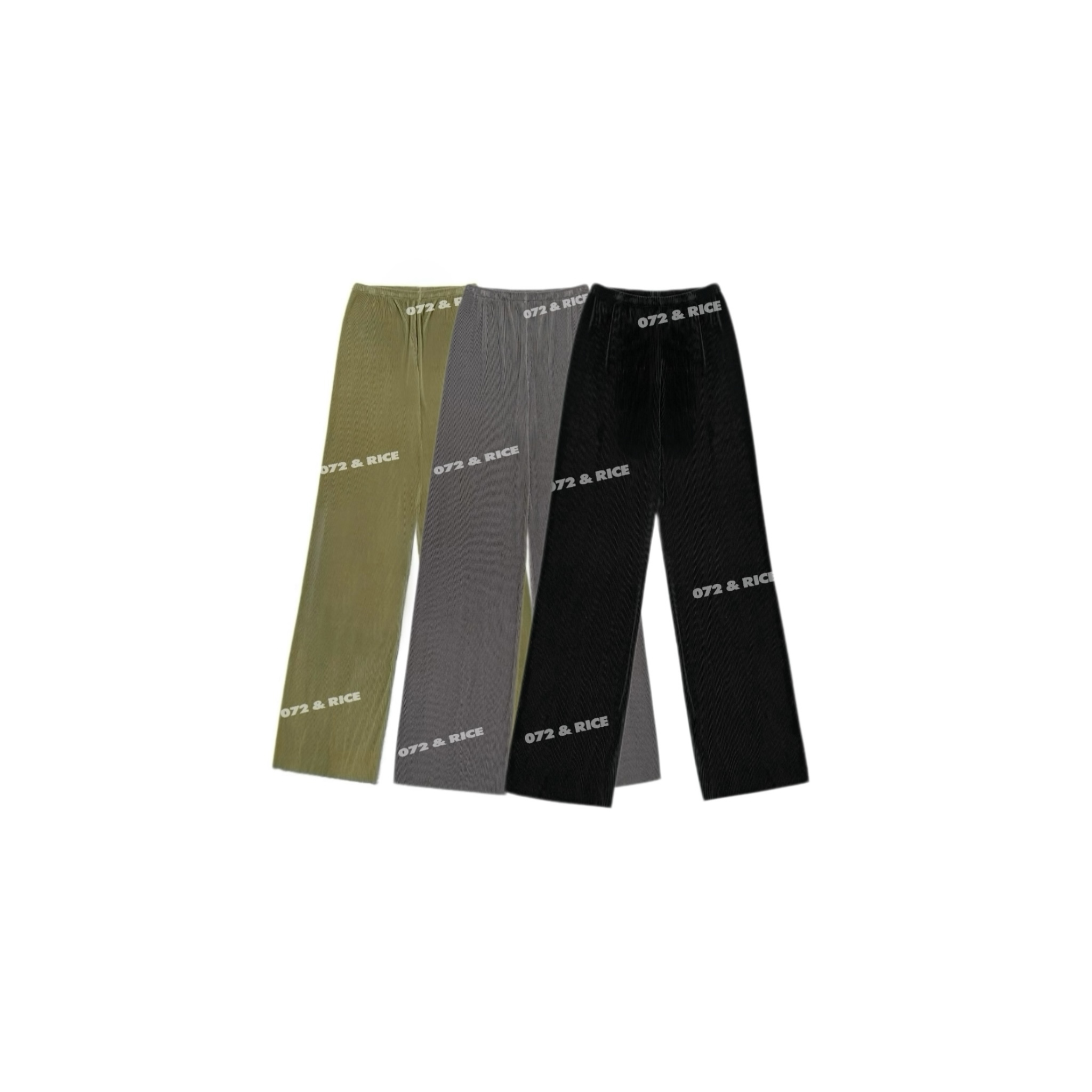 072 & RICE【瘦瘦裤】夏季休闲橡筋腰阔腿长裤 24NW021Z FF1212