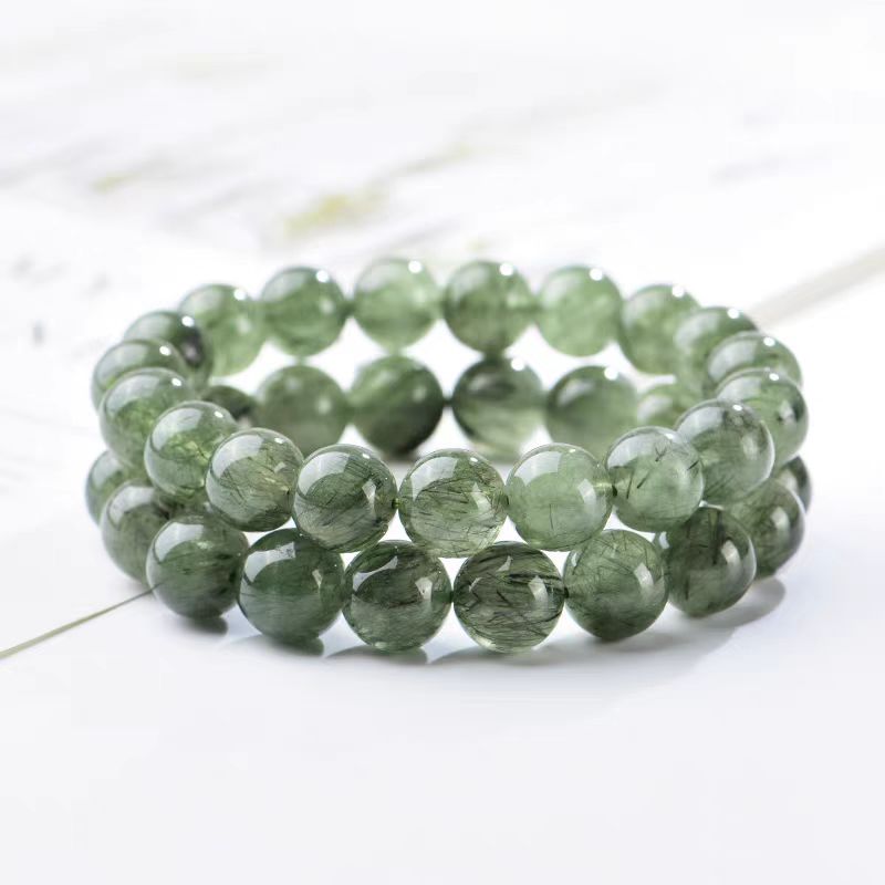 【A9】天然绿发晶单圈手链绿色手串招财转运男女同款多样性发一件