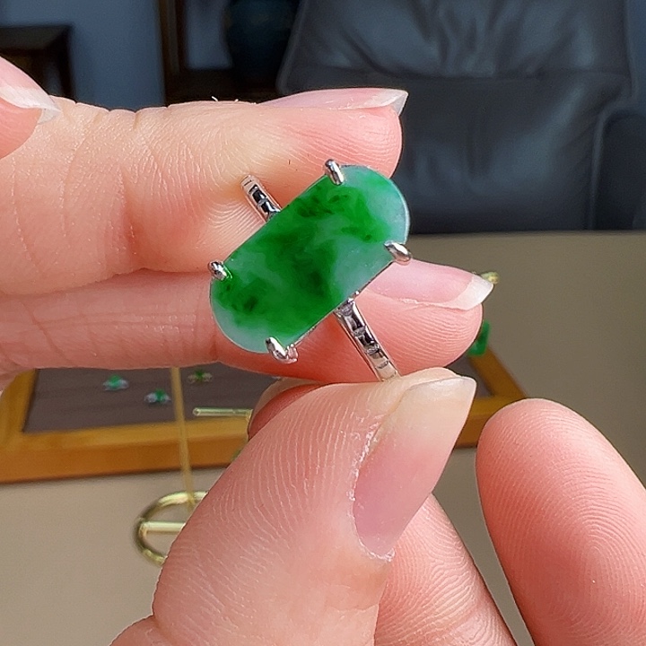 翡翠戒指银S925镶嵌戒指6