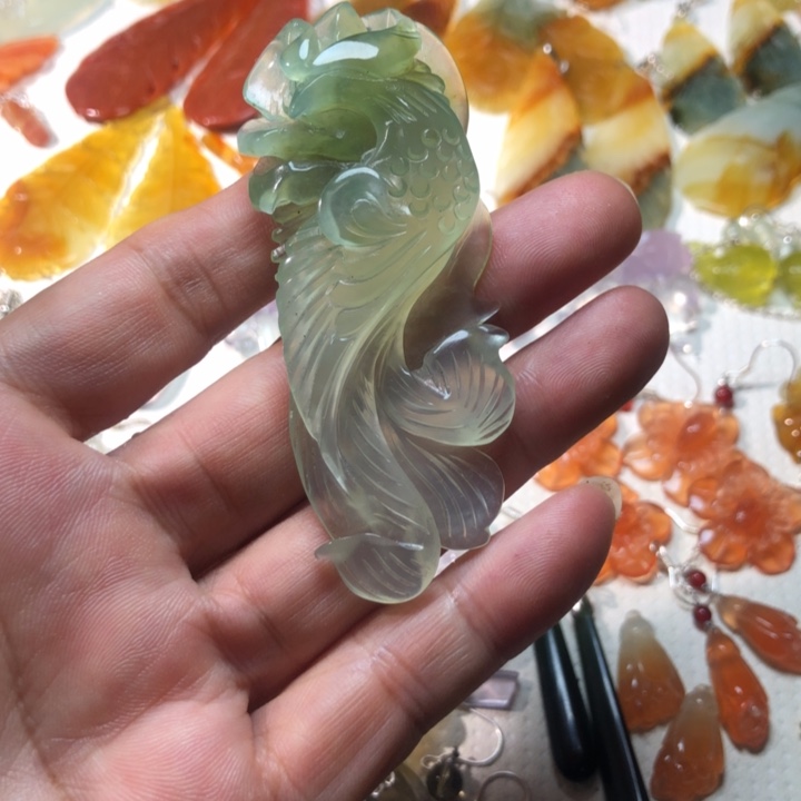 未镶嵌蛇纹石玉耳坠挂件