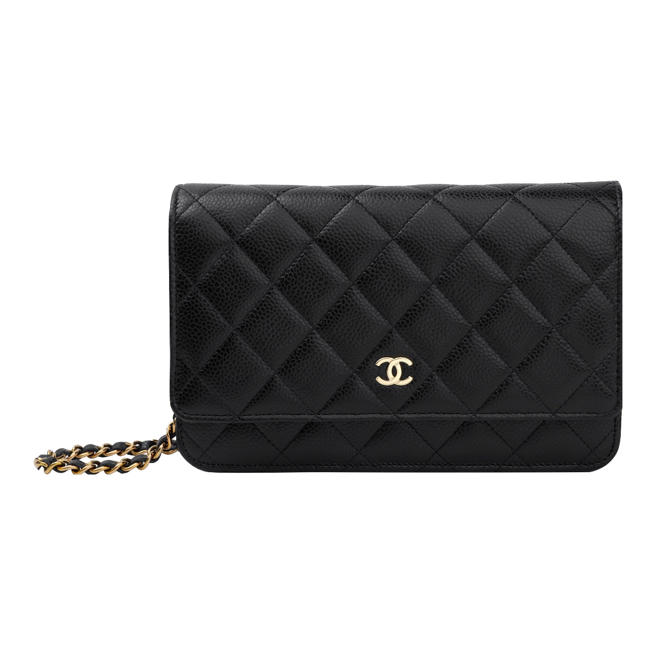 99新 Chanel/香奈儿 黑金发财woc斜挎包链条包芯片款全套