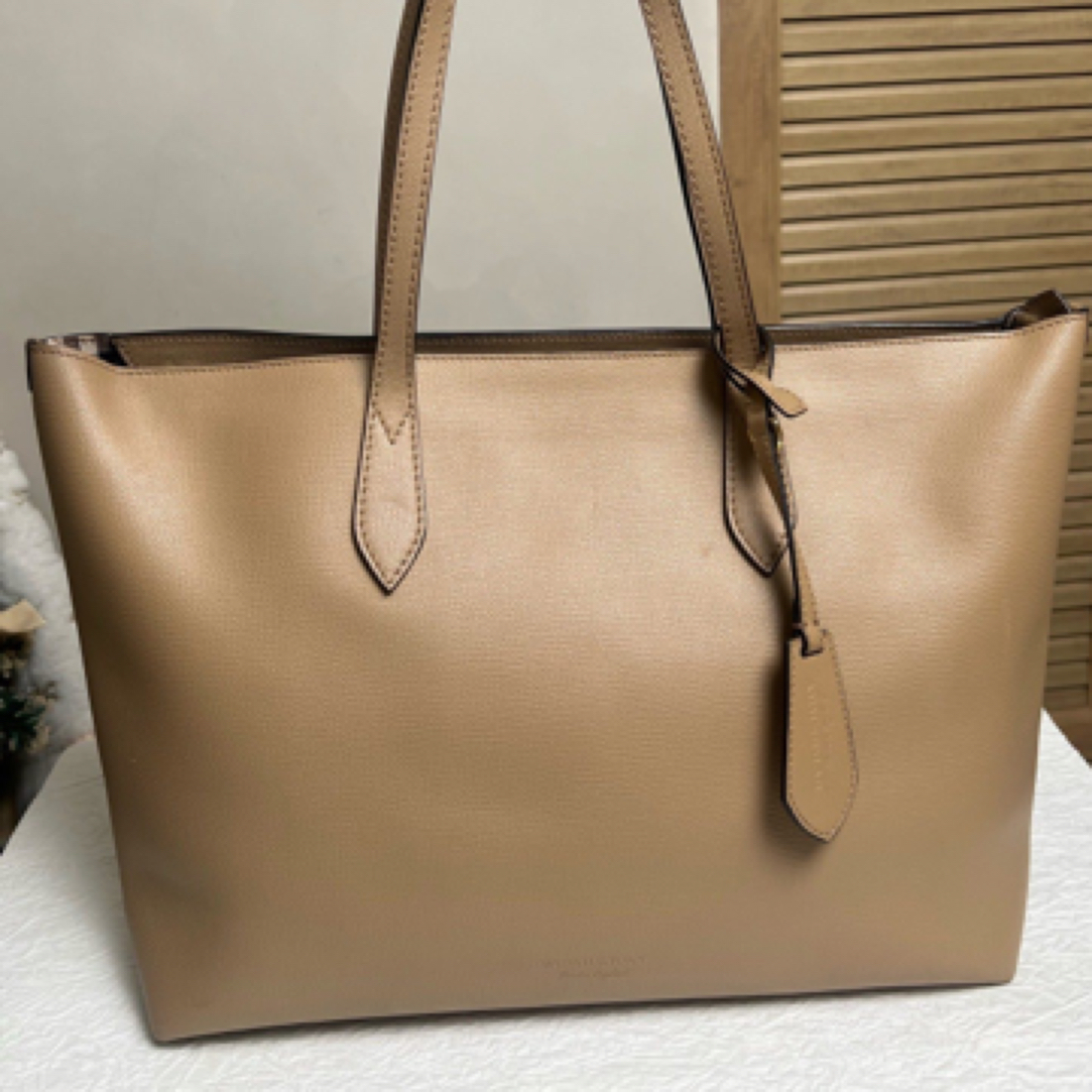 95新 BURBERRY/博柏利 95新博柏利 浅棕色全皮托特包 单肩腋下包