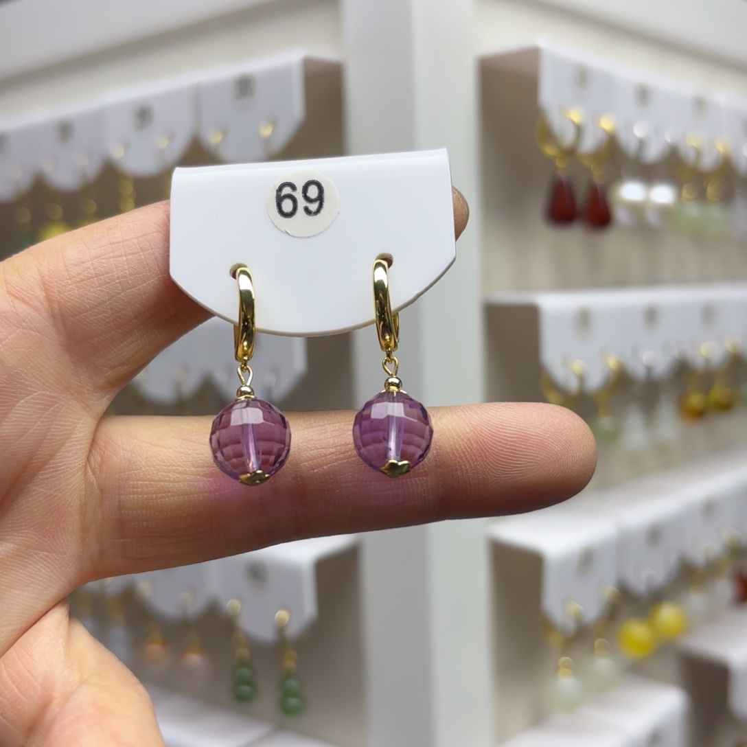 水晶耳饰银S925镶嵌