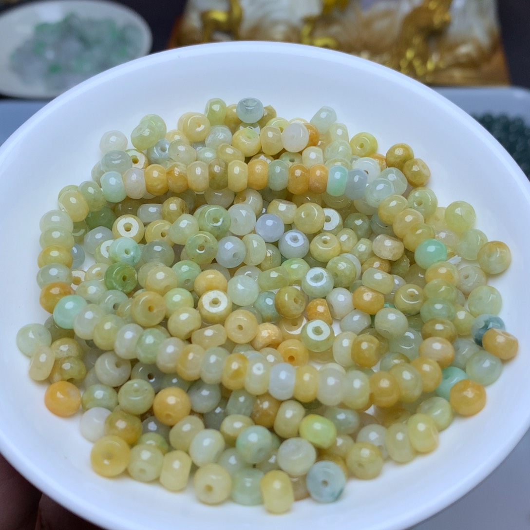 【闪购商品】翡翠手链未镶嵌卡3乘6冰黄算盘100个