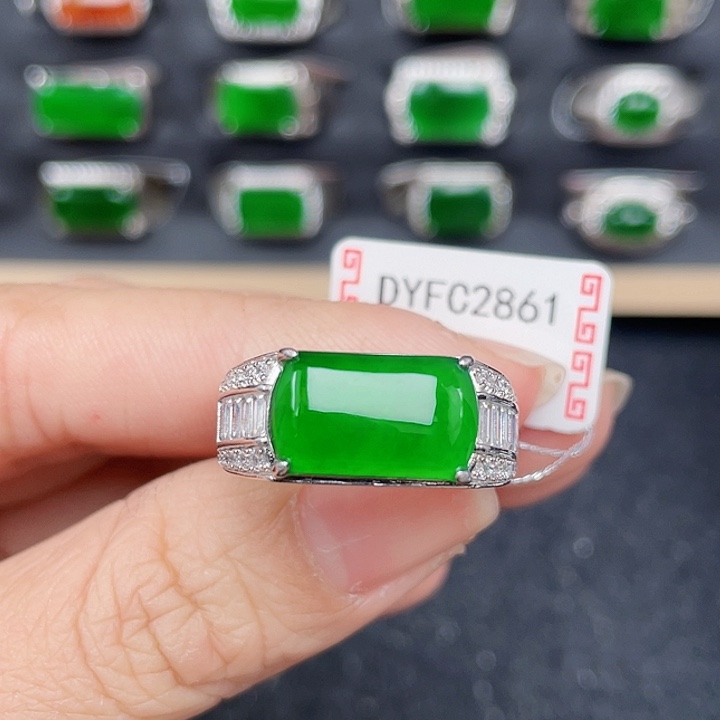 翡翠戒指银S925镶嵌编号2861没有运费险