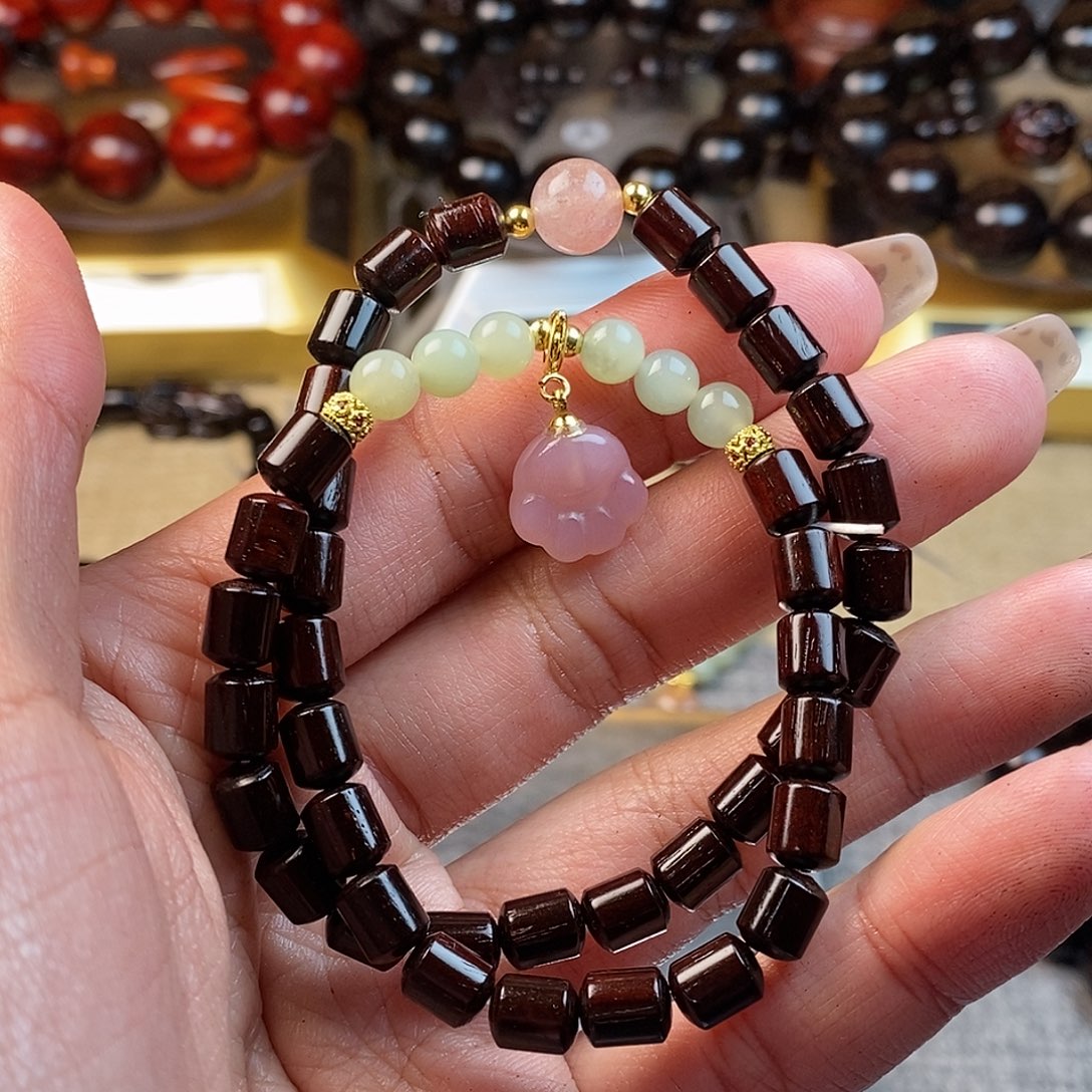 檀香紫檀（小叶紫檀）5*6桶珠双圈