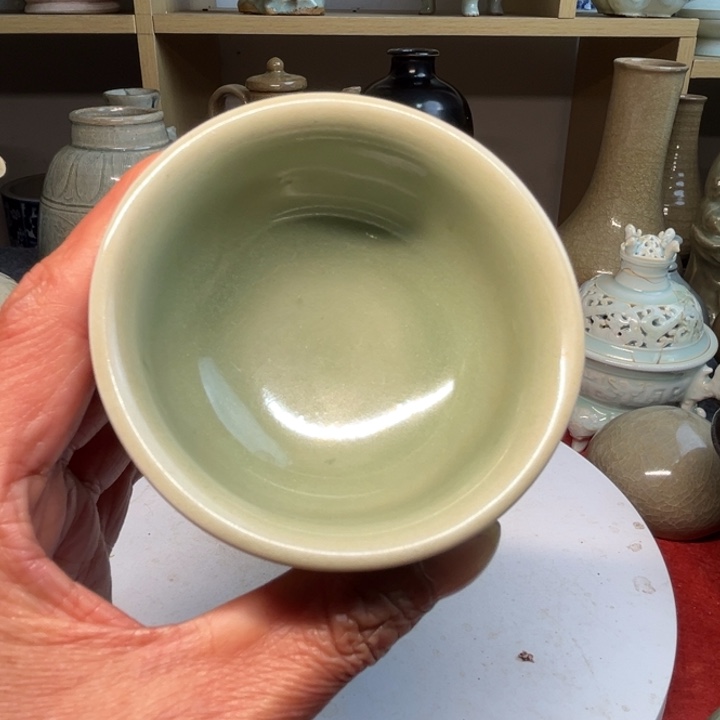 瓷片龙泉青瓷高足杯包邮