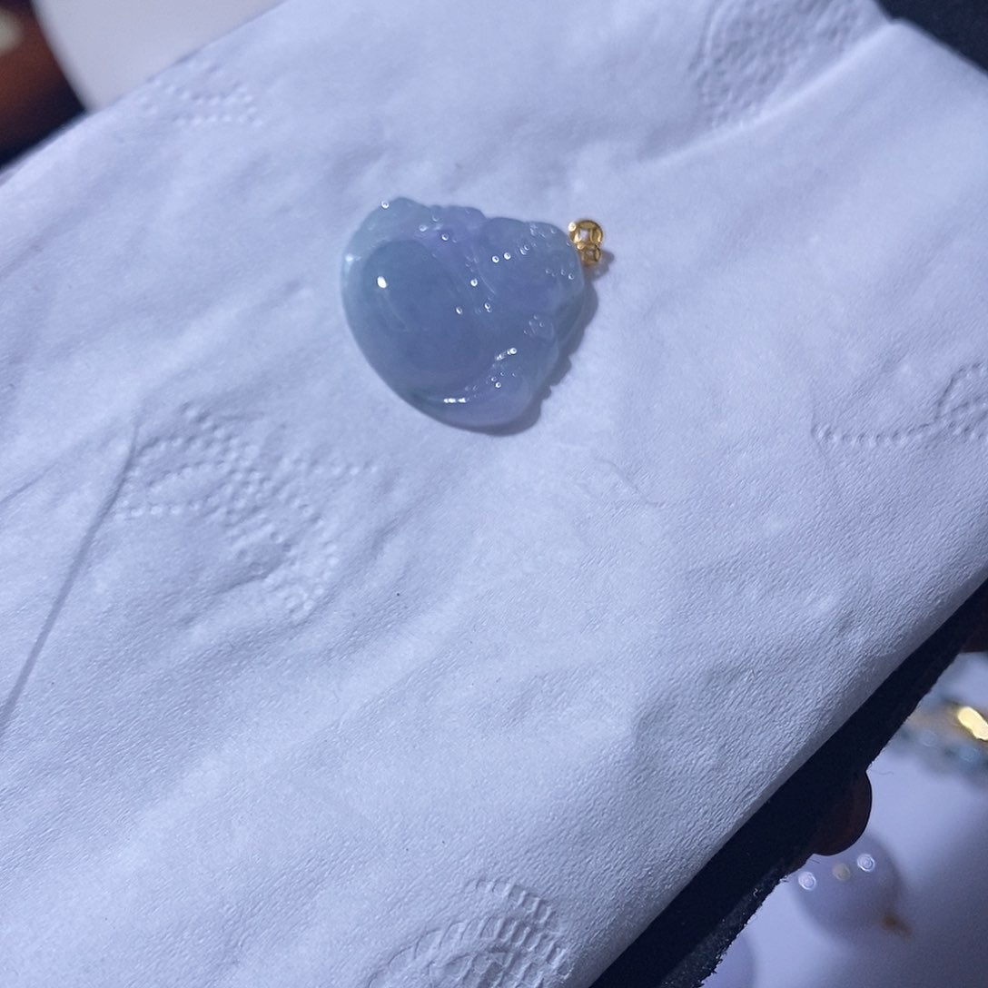 翡翠吊坠(不含链)18K金镶嵌