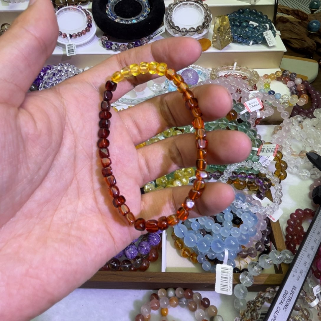 水晶手链未镶嵌渐变琥珀方糖