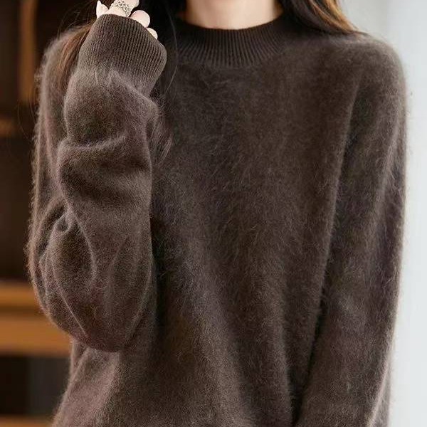 羊绒拉绒拉毛中领网红上衣中厚显瘦长袖秋冬女士洋气打底衫