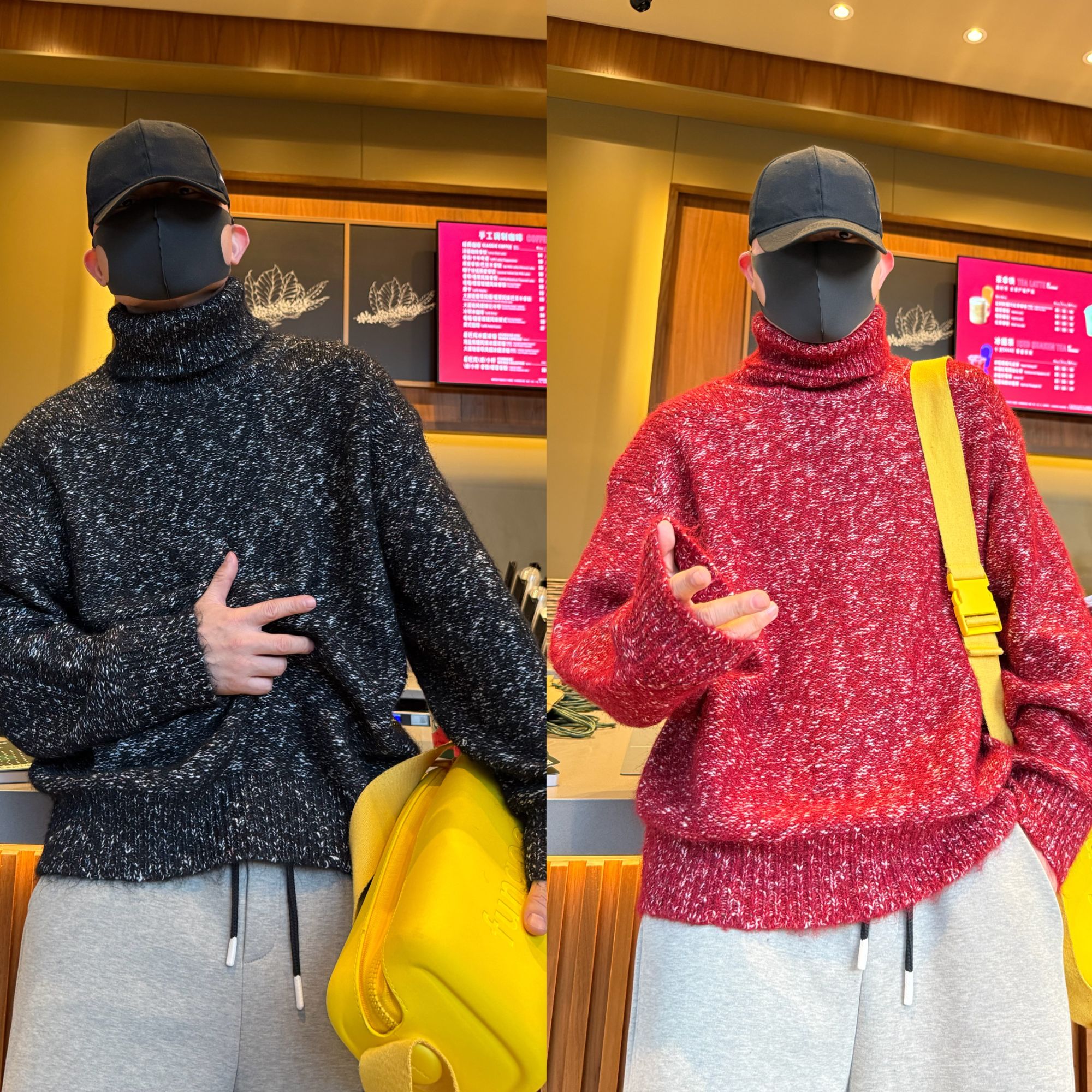 金先生秋冬款休闲慵懒圣诞氛围感混纺花色高领毛衣时尚扩版针织衫