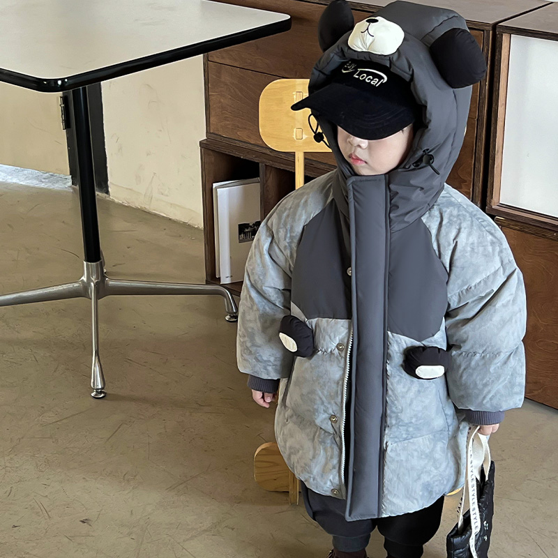 实体反季清仓亏本男童羽绒服2025年新款儿童立领连帽外套冬季加厚