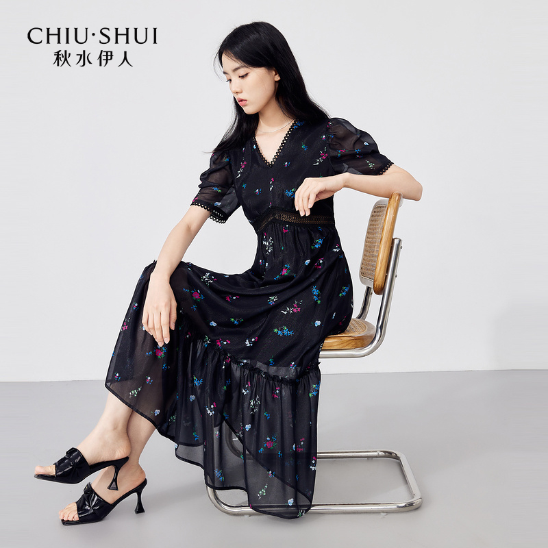 【诗语专属】秋水伊人连衣裙女装高级气质小个子裙子623203A020009