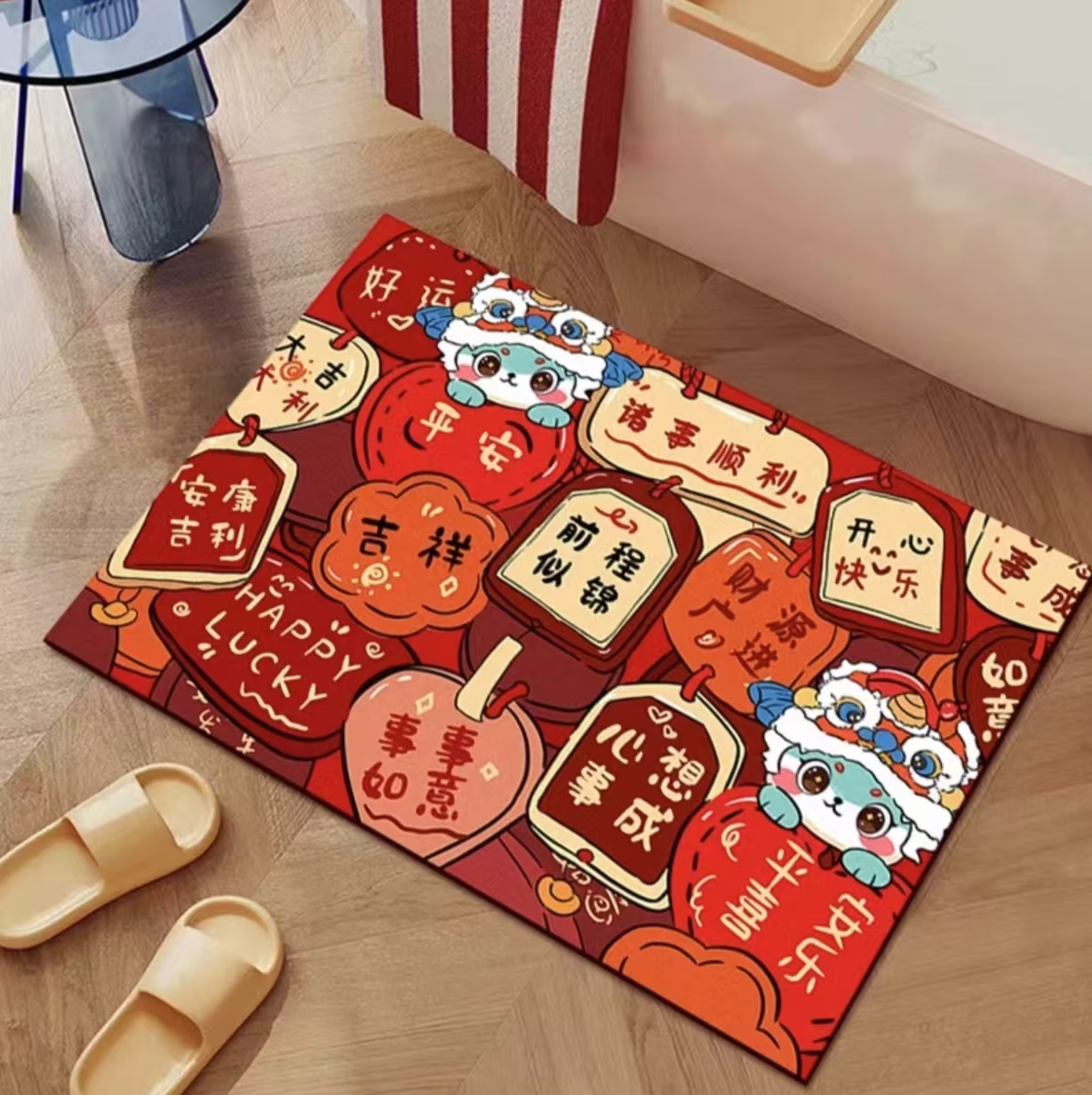 【硅藻泥】60X90厘米吸水防滑裁剪卫生间浴室地垫吉言脚垫新中式