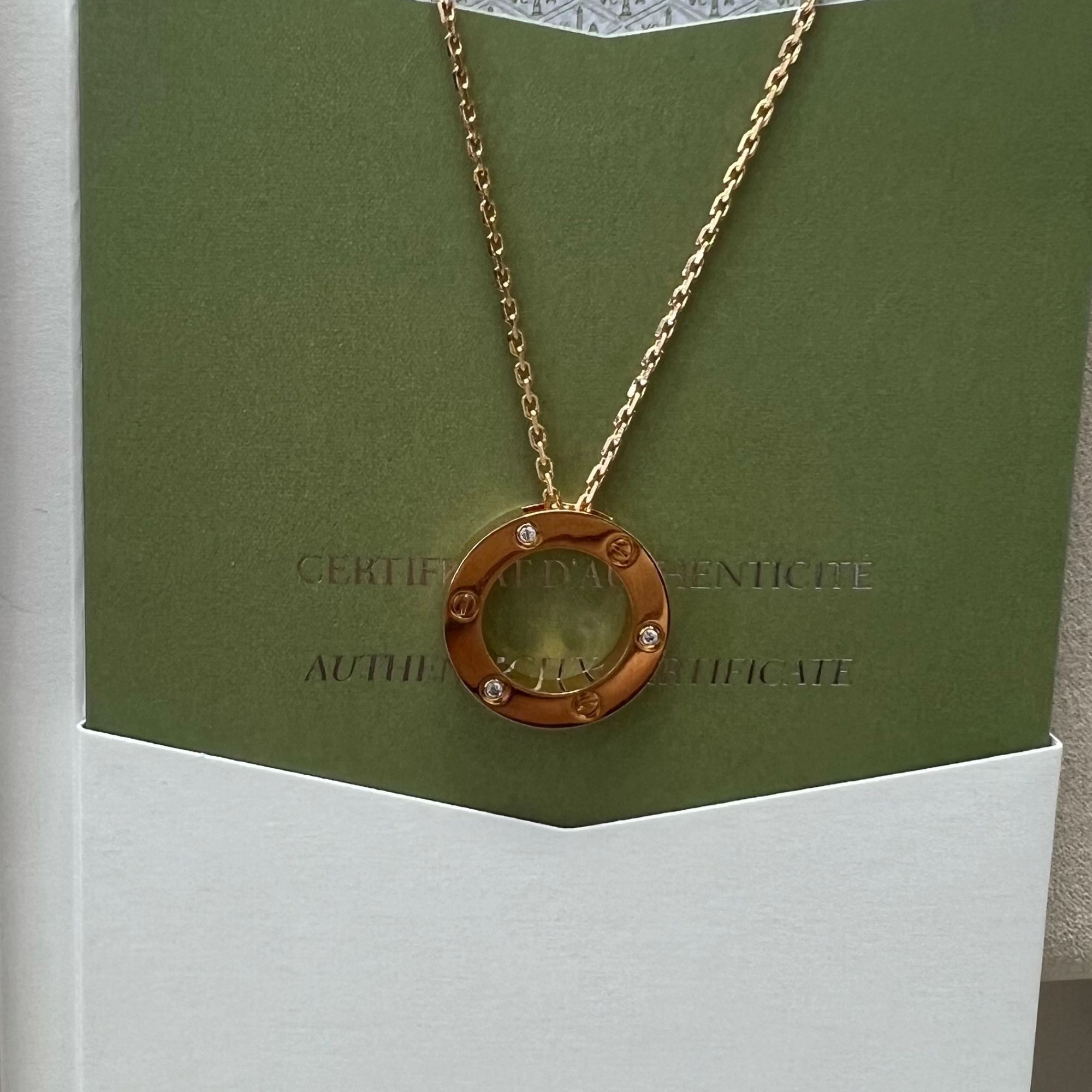 铜合金项链 K玫时尚大圆饼LOVE项链百搭经典素款大圆饼镀K金项链