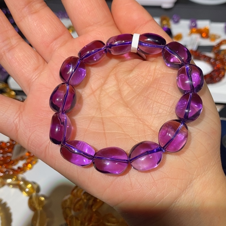 手链未镶嵌水晶浓紫糖豆