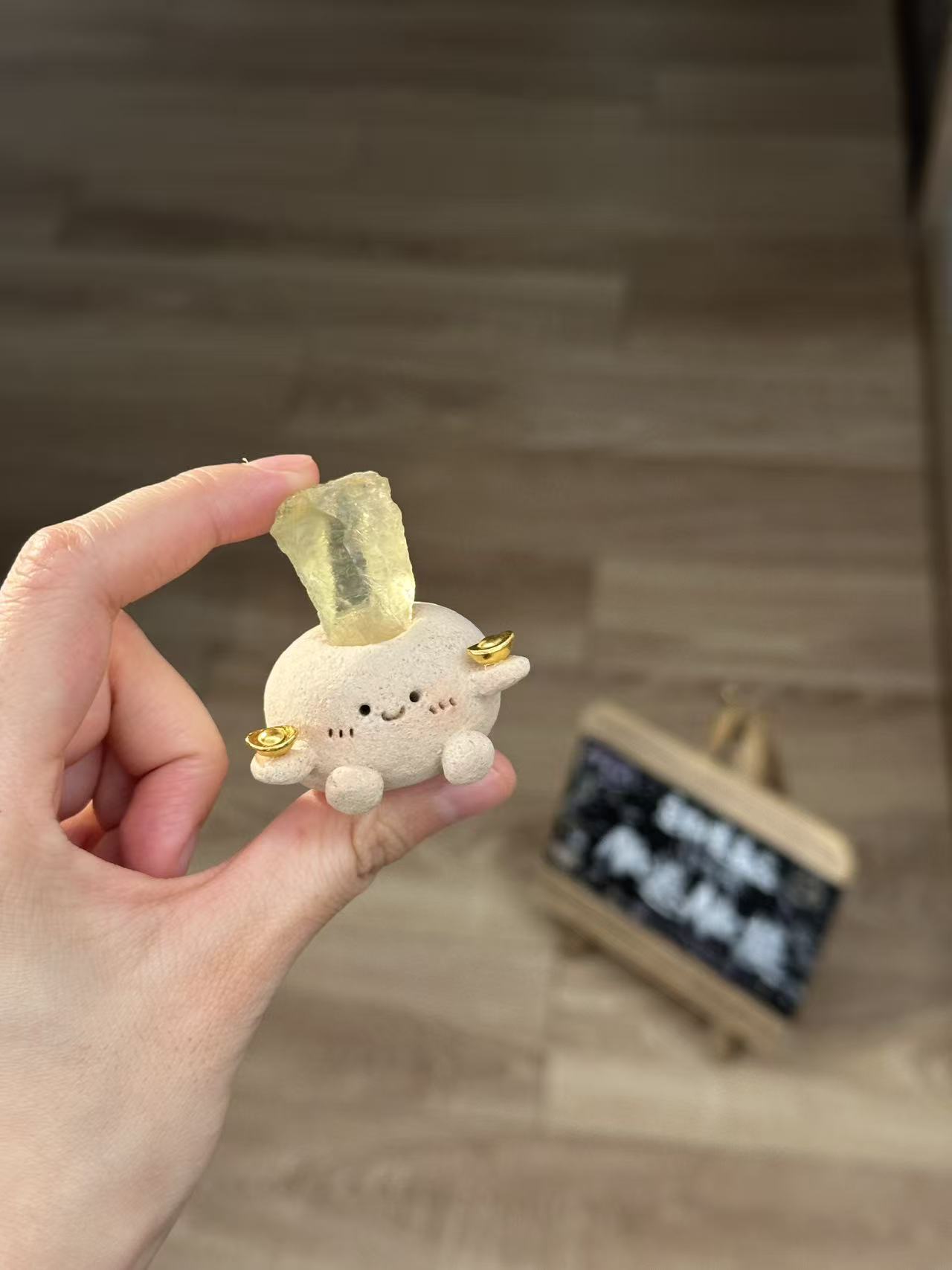 水晶小豆丁可爱黄水精簇