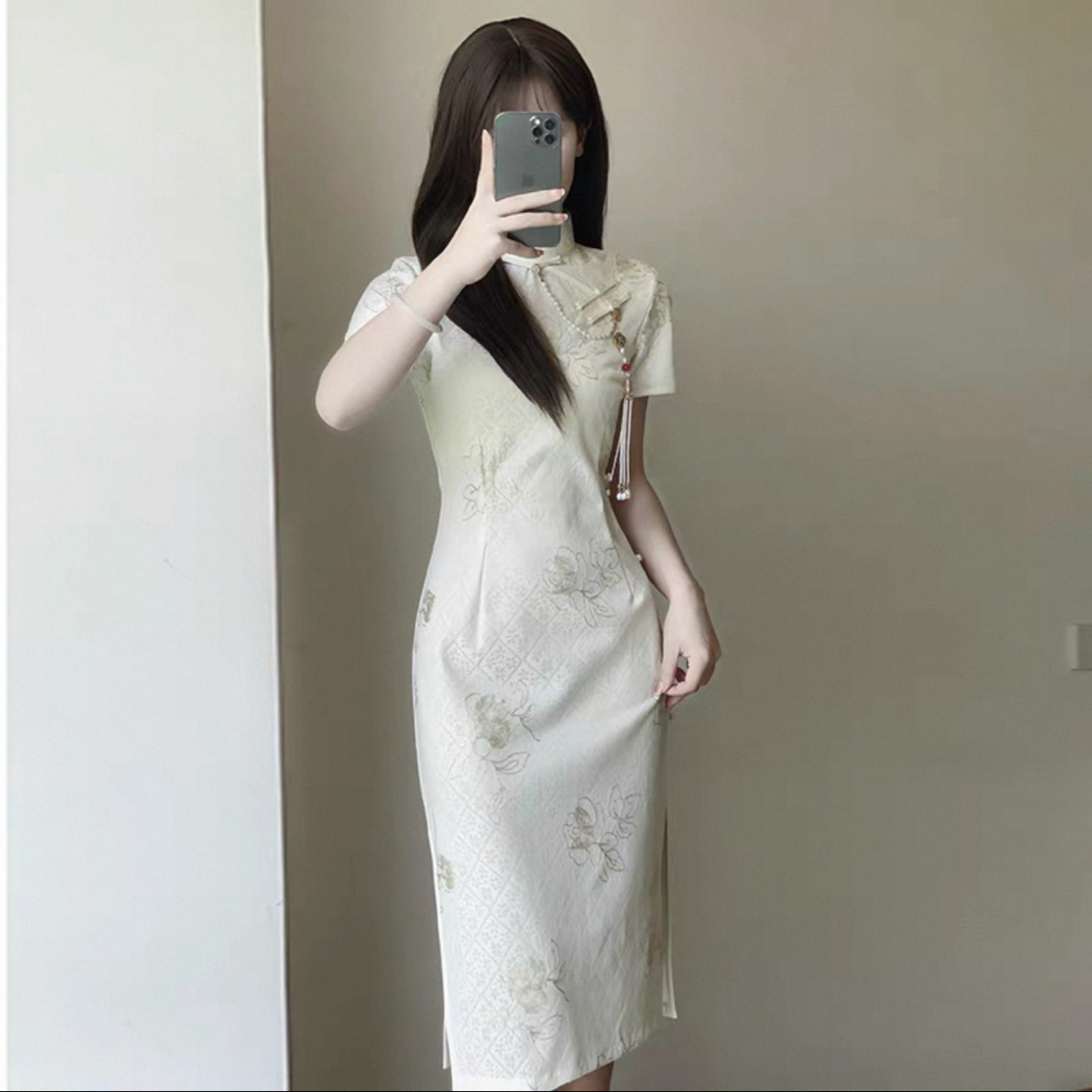 【2635 昙花一现 香槟色】显瘦气质修身优雅复古中国风旗袍