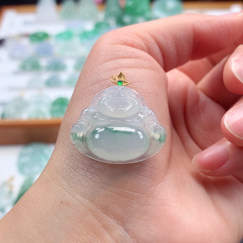 【闪购商品】翡翠吊坠(赠链)18K金镶嵌