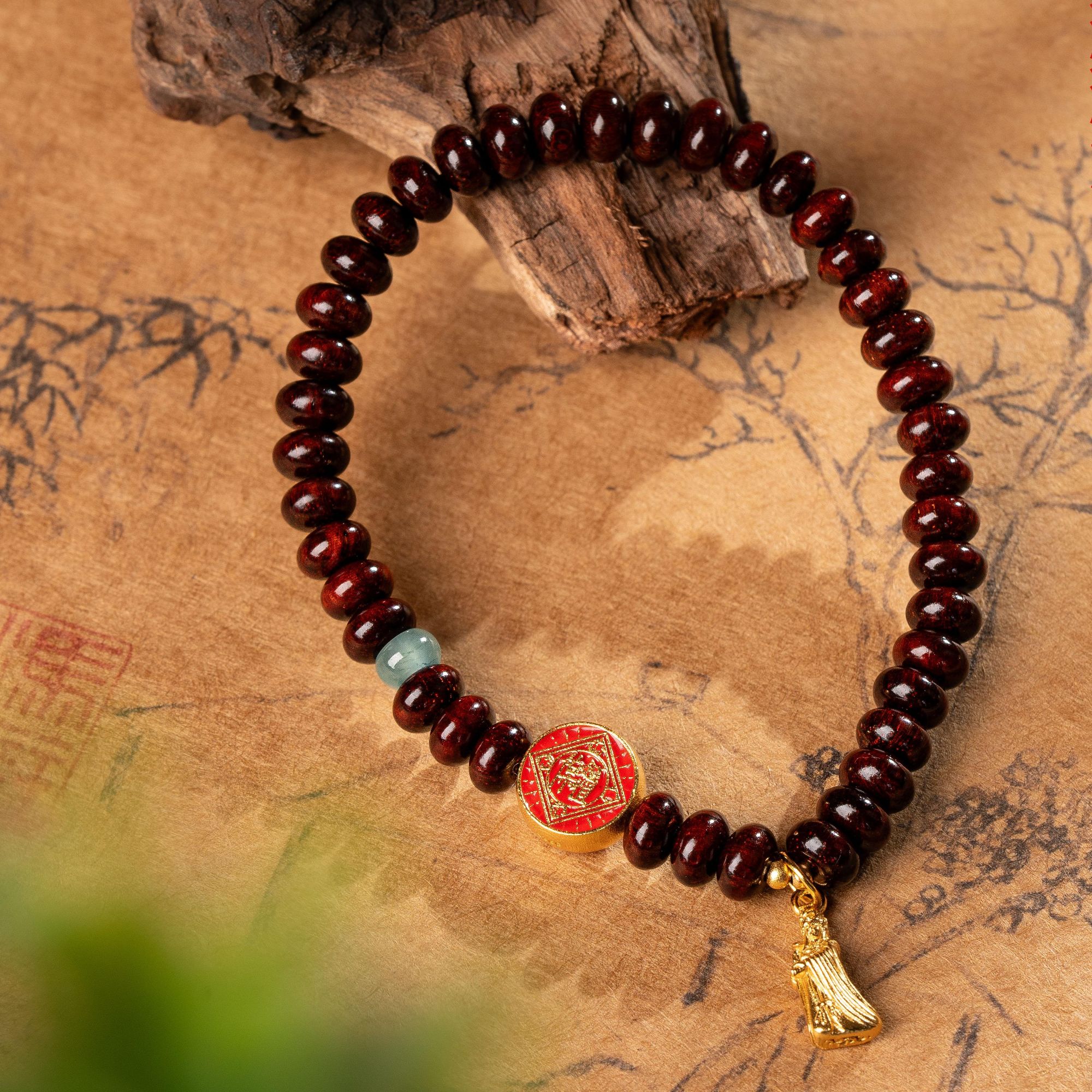 印度小叶紫檀算盘 小叶紫檀单圈手串