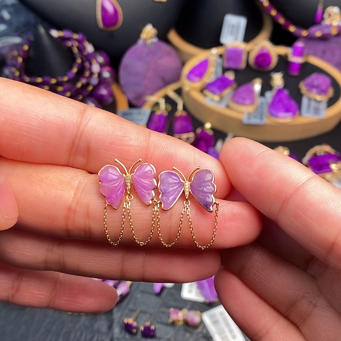 苏纪石（舒俱来）耳饰18K金镶嵌