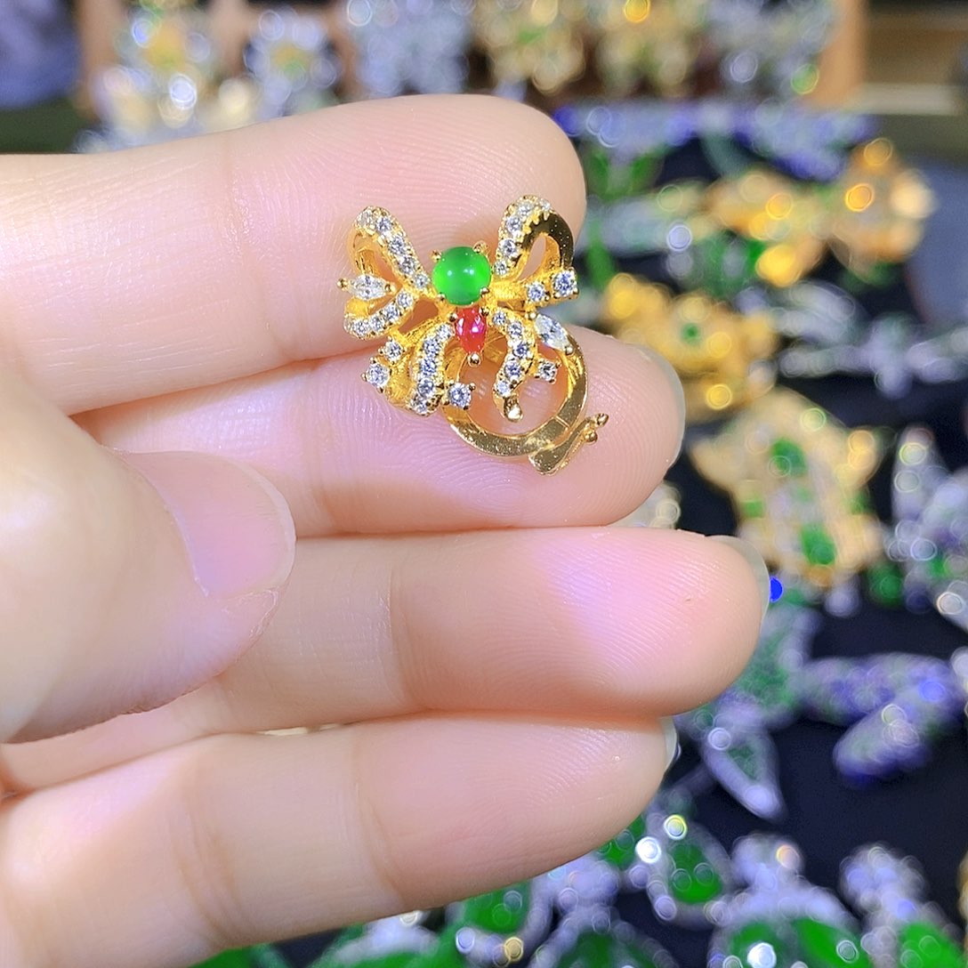 吊坠(不含链)银S925镶嵌翡翠