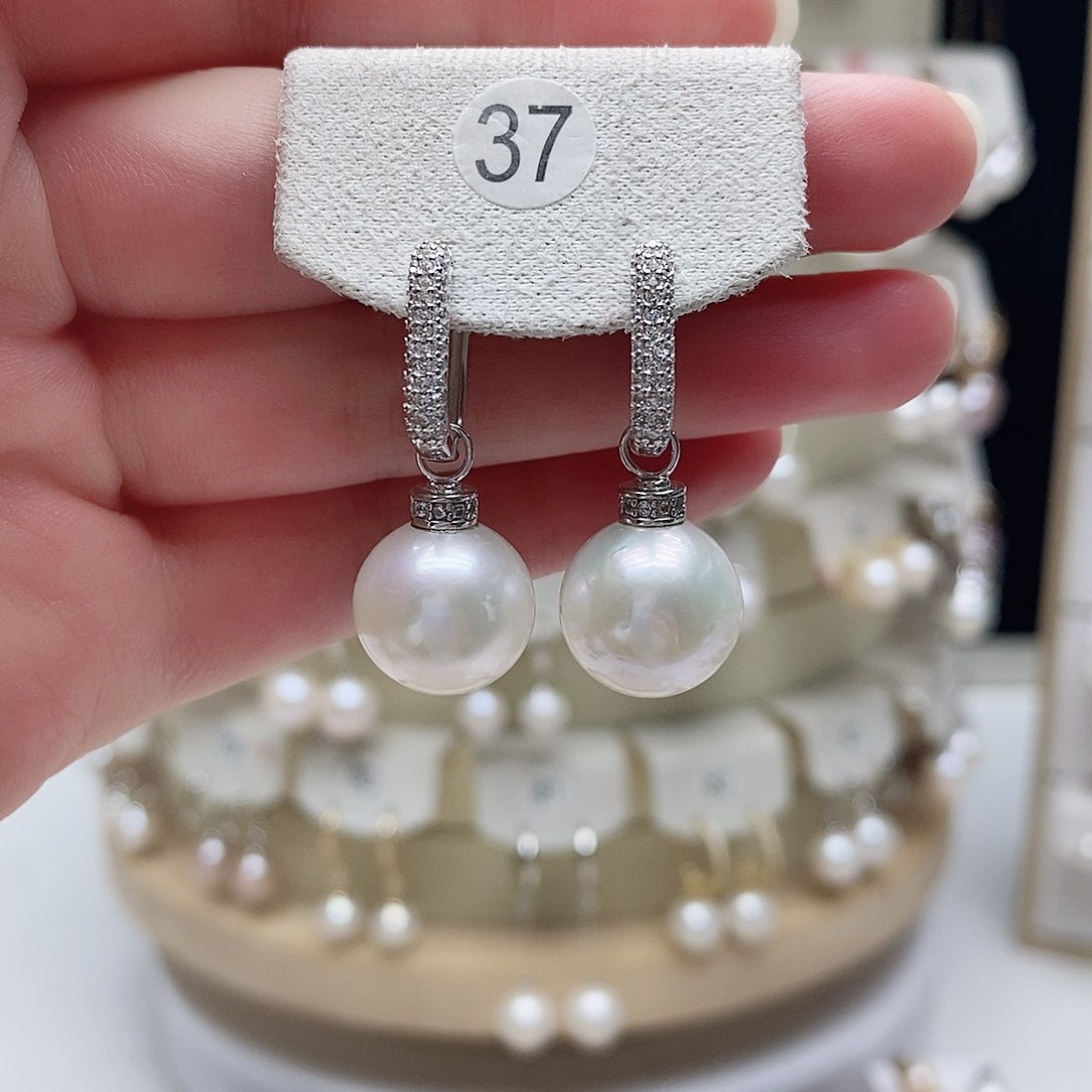 淡水珍珠耳饰银S925镶嵌