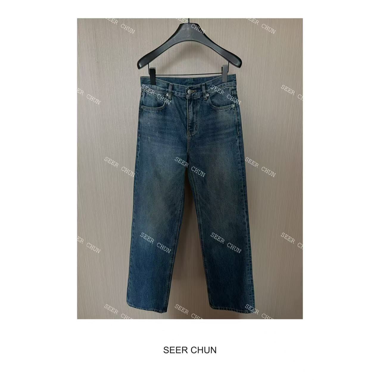 SEER CHUN“大牌蓝”调性牛仔直筒裤 60006