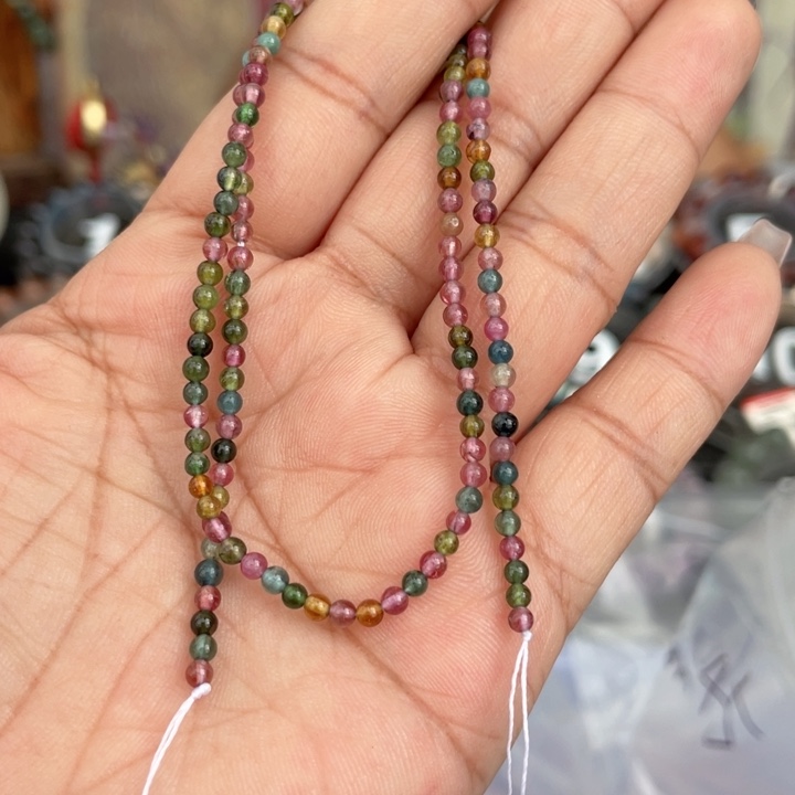 水晶手串未镶嵌2.8mm左右老矿碧玺半成品