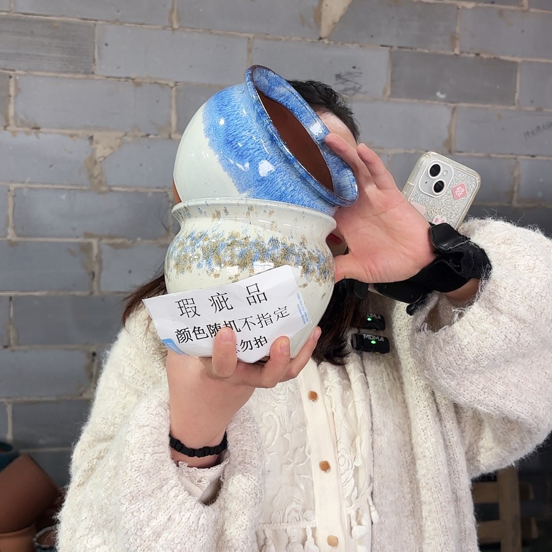 瑕疵两个高14-14红陶