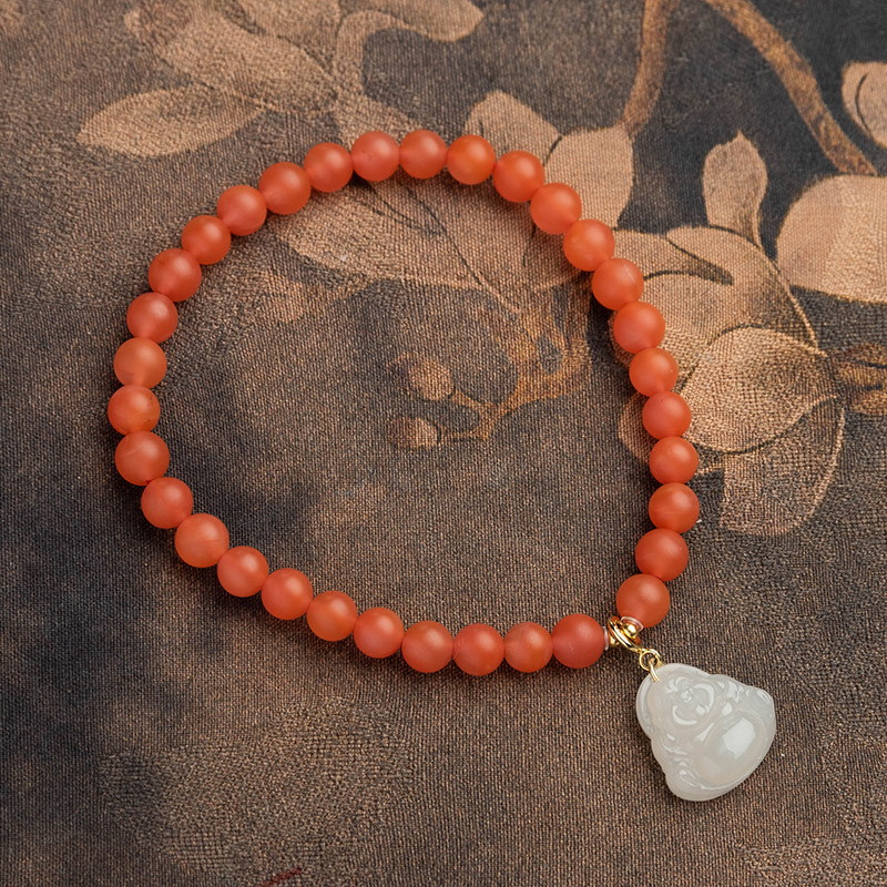 南红5mm+和田玉佛公单圈手串【多样性发货】