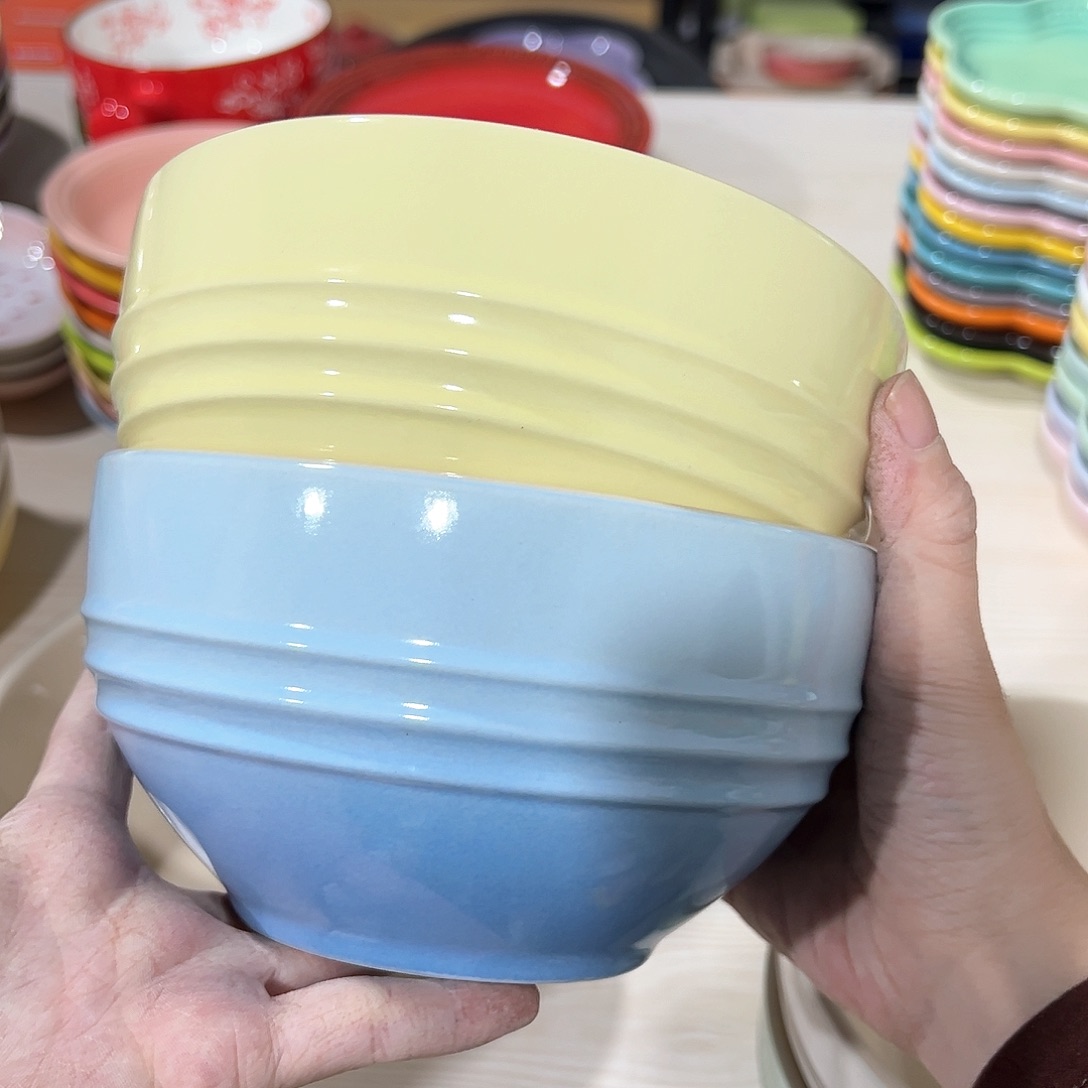 陶瓷 ++六英寸小汤晚 浅黄色 天蓝色