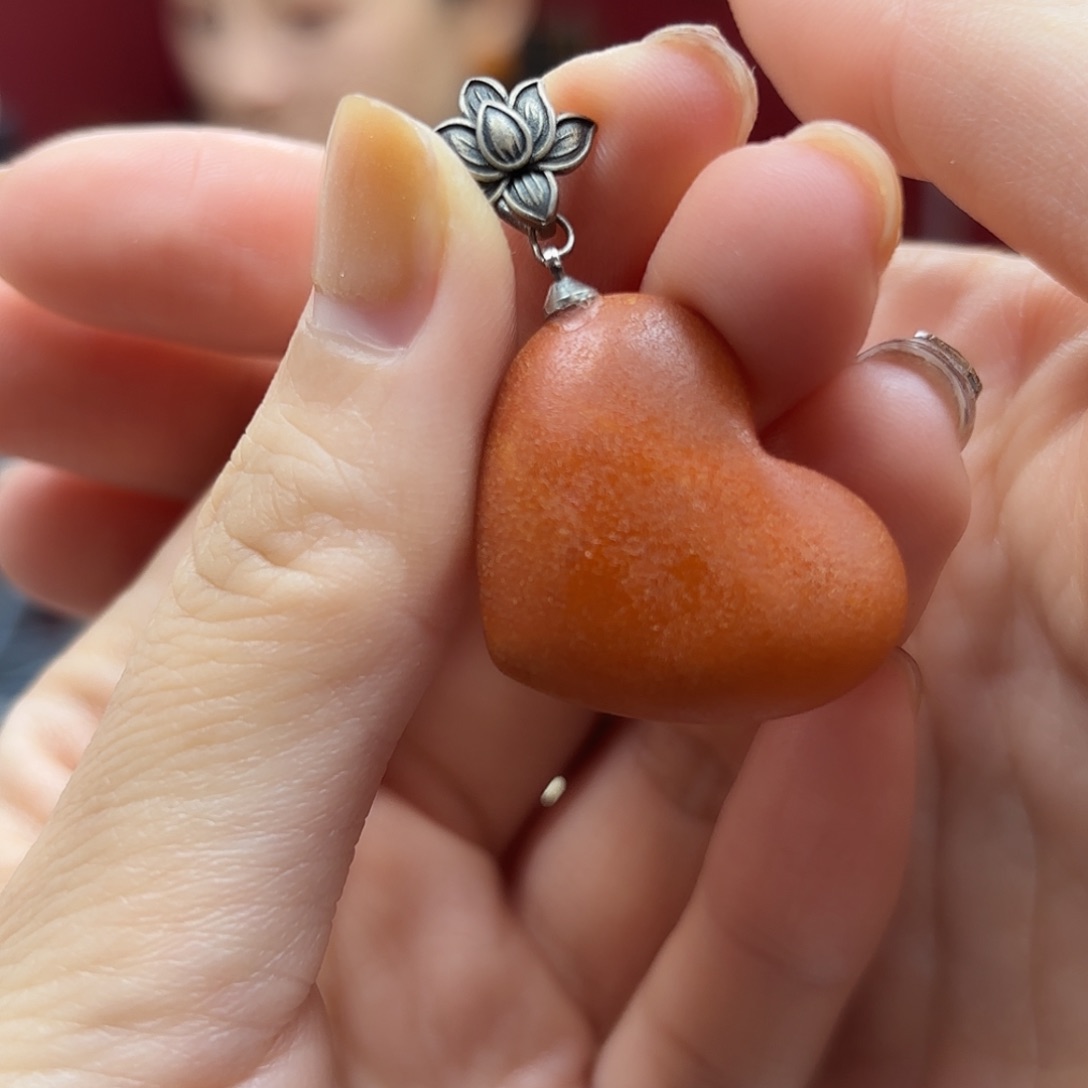 琥珀裸石银S925镶嵌42吊坠