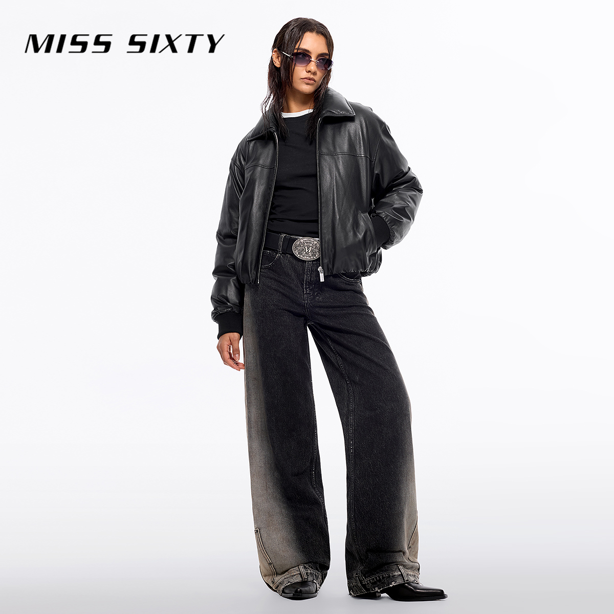 【妙妙专属】杨幂同款Miss Sixty新款牛仔裤女低腰阔腿复古渐变色解