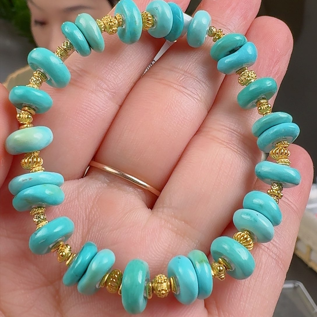 绿松石珠宝奇石18K金镶嵌