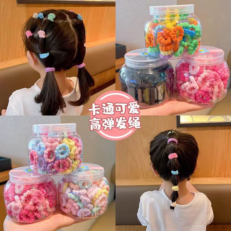 （俏萌宝）甜美女少女风甜美风发圈罐装拇指圈高弹力皮筋不伤发发饰