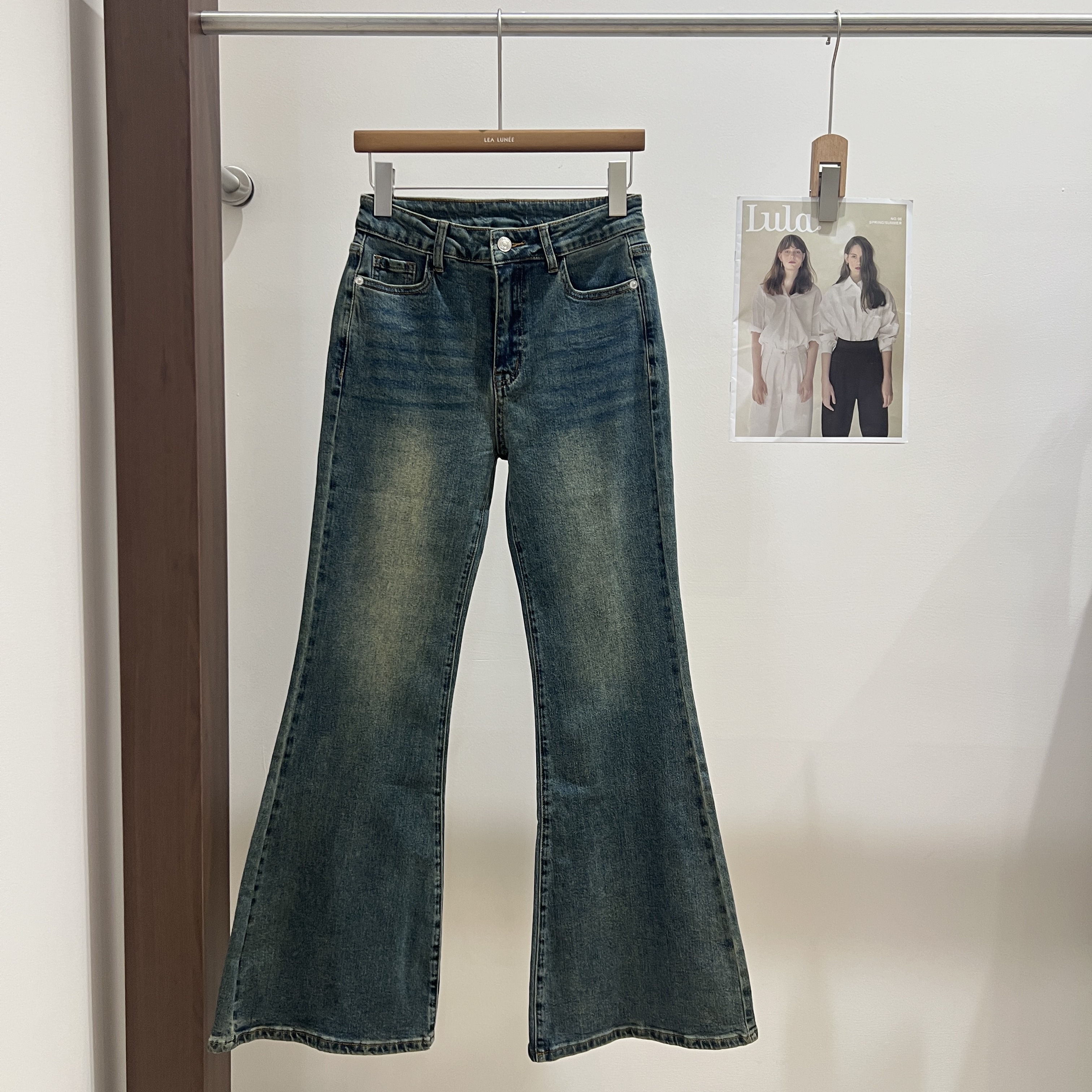 LT高腰牛仔裤微喇裤女小个子直筒裤时尚复古女装显瘦X128