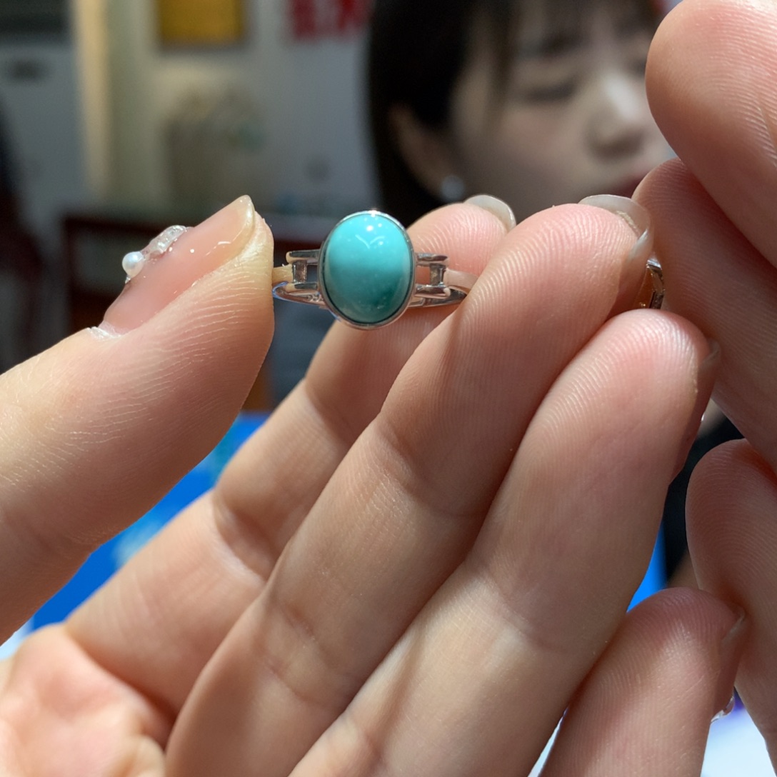 绿松石戒指银S925镶嵌