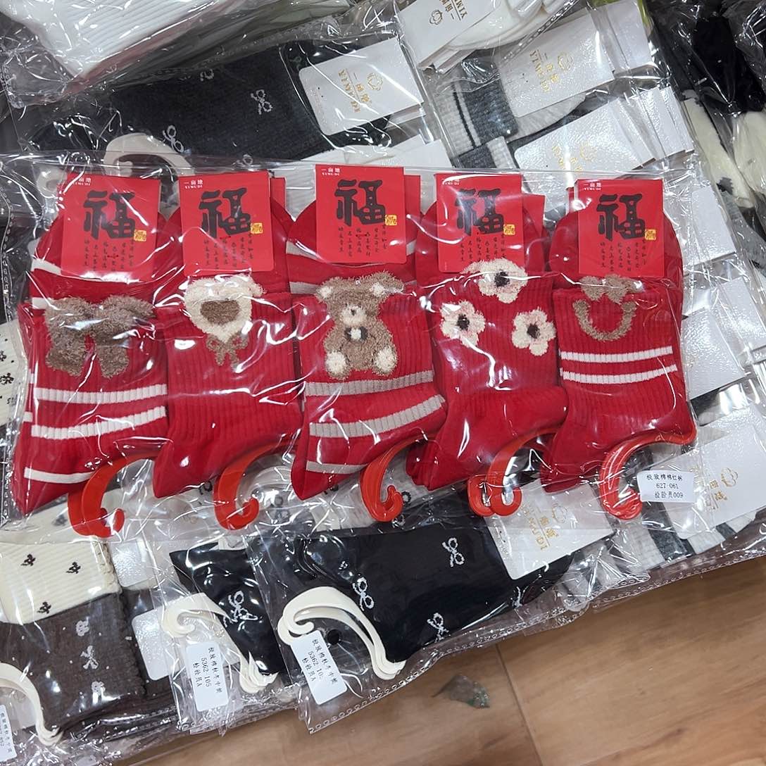 棉女士红袜子一包10双纯棉