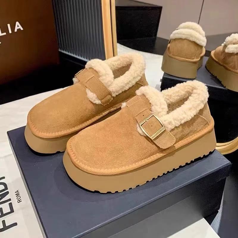 一脚蹬抗寒雪地靴女冬季厚底时尚百搭加绒加厚保暖博肯棉鞋A-3